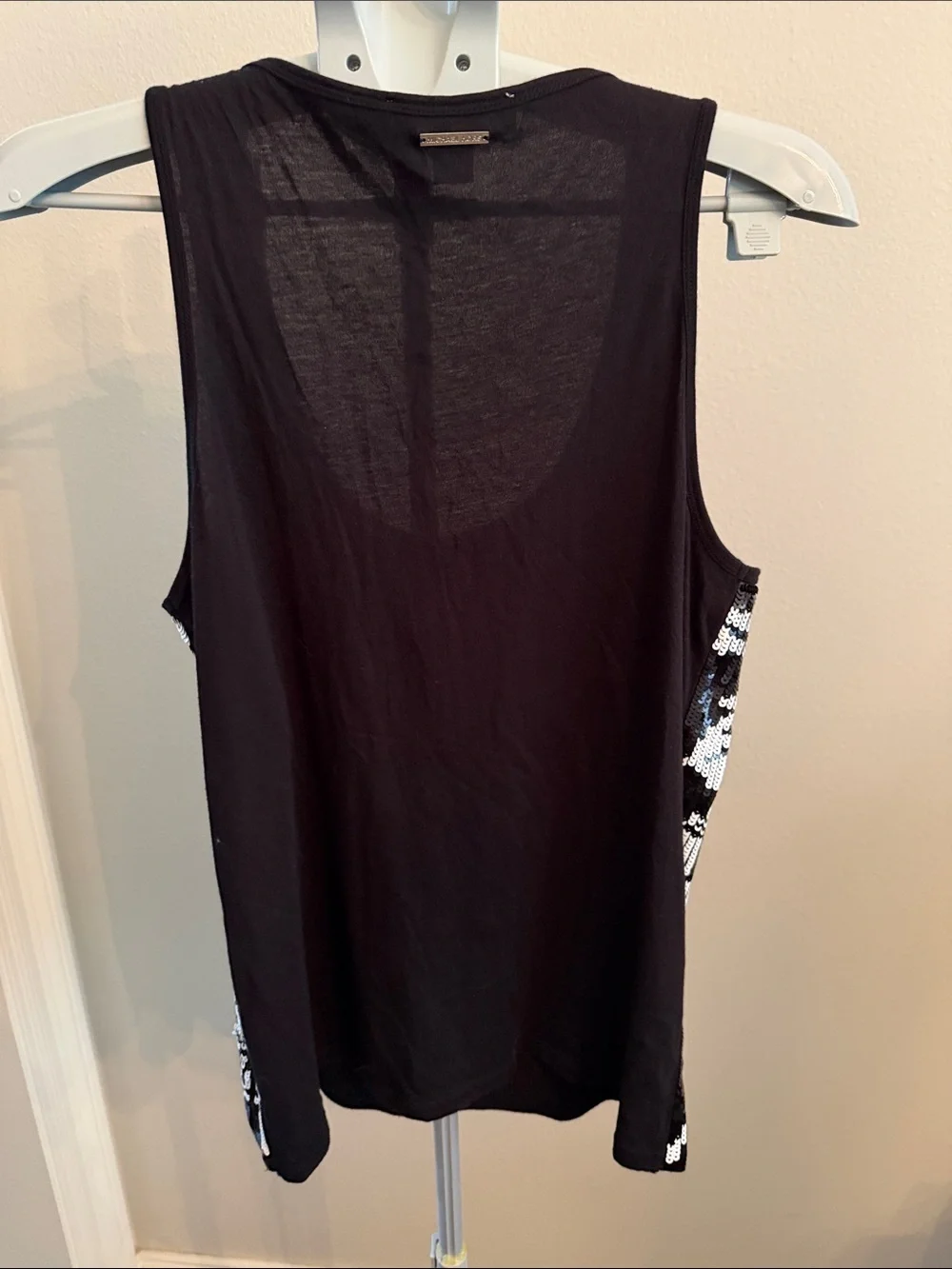 Michael Kors Black and White Sequin Floral Tank